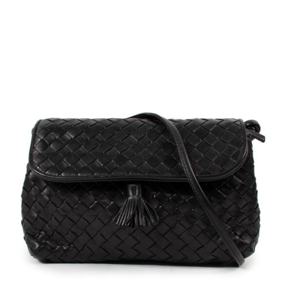 Bottega Veneta Vintage Black Intrecciato Tassel Crossbody Bag - Picture 3 of 3